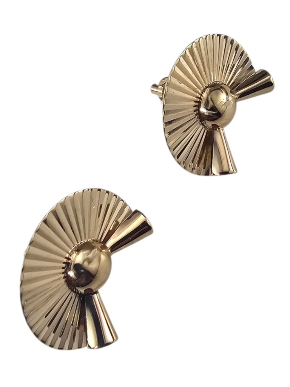 Tiffany & Co. 14K Yellow Gold Fluted Fan Earrings #24644 - Picture 2 of 8